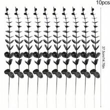 10 piezas/24 piezas/36 piezas Flores artificiales de estilo gótico oscuro con eucalipto negro - Decoración del hogar de plástico para el Día de Acción de Gracias, sin mantenimiento, para arreglos DIY de otoño, Halloween y decoraciones de temporada de miedo, decoraciones de otoño para el hogar, centro de mesa estacional, estética vintage, decoración de alta calidad, follaje decorativo, decoradores navideños, decoración de Halloween, decoración de habitación, plantas falsas