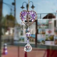 1pc Amethyst Sun Catcher Crystal Stone Rainbow Made Hanging Window, Home Decoration, Car Accessories - Amethyst Tree Of Life - View 4