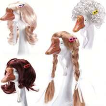 4 件套门廊鹅雕像装饰，带发夹 - 超细纤维草坪花园装饰，4 种独特造型（时尚眼镜、发髻、辫子、马尾辫），适合户外露台、独立日及全年趣味装饰，户外露台雕像，趣味雕像，光纤发饰，圣诞装饰，家居圣诞礼物，圣诞装饰品 - 4 - 查看 1