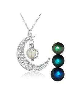 1 pièce Collier ras-de-cou en alliage lumineux en forme de lune et de citrouille, une création idéale pour les fêtes, convient pour le port quotidien, les festivals, les soirées et les cadeaux, pour hommes et femmes