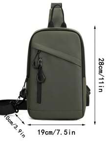 Casual Fashion Waterproof Men's Versatile Chest Bag, Solid Color Large Capacity Simple Messenger Bag, Outdoor Mini Sling Bag, Student School Backpack, Daily Commute, Multi-Function USB Port