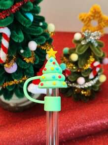 1 /2 /3 /6PCS Christmas Silicone Straw Cover, Suitable For 40oz/30oz/10mm Sippy Cup, Water Cup Decoration Accessories Reusable Straw Cover, Portable Protective Plug Decoration, For Christmas Gifts, Cup Accessories, Party Holiday Gifts To People