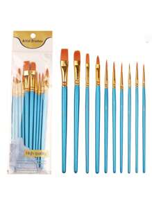 10er-Set Nylon-Acrylpinsel mit Aquarell-, Gouache-, Acryl- und Liner-Pinseln; inklusive faltbarem blauem Eimer-förmigem Trageset mit Fächern zum Waschen, Schulstart, Schulbedarf