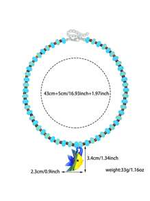 1pc Ocean Theme Vacation Style Faux Pearl, Resin Crack Bead, Ceramic Small Fish, Seaglass Tropical Fish, Starfish And Seashell Pendant Necklace For Women, Suitable For Gift And Everyday Wear