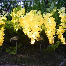 1 件太阳能紫藤花灯，户外照明太阳能庭院灯，太阳能草坪灯花园装饰灯，花园通道照明 | 充满活力的花卉设计 | 太阳能充电灯 - 彩色 - 查看 7