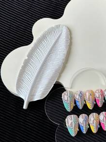 1 pieza Accesorio de fotografía con forma de hoja y pluma de metal, herramienta para exhibición de nail art