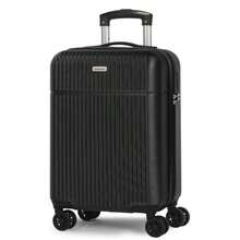 Carry On Suitcase ABS Hard Shell Lightweight Small Trolley Travel Cabin Luggage With  Double Spinner Wheels TSA Lock , 21" - Black - View 1