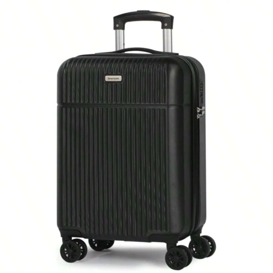 Carry On Suitcase ABS Hard Shell Lightweight Small Trolley Travel Cabin Luggage With  Double Spinner Wheels TSA Lock , 21" - Black - View 1