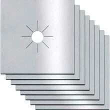 1 stuk kookplaatbranderhoes, 0,2 mm zilver, gasfornuisbrandervoering, antiaanbaklaag, herbruikbaar, keuken, snijdbaar, gemakkelijk schoon te maken, formaat 27,8 x 27,8 cm