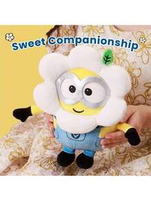 Miniso 小黄人雏菊花娃娃枕头电影周边黄色毛绒鲍勃填充玩具娃娃沙发枕头摆件装饰生日礼物 9 英寸/25 厘米 - 黃色 - 查看 4