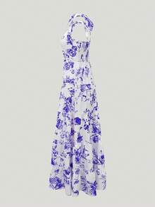 Standard Sized Women's Casual Romantic Floral Print Sleeveless Slip Dress, Great For Holiday & Resort - Purple - View 5