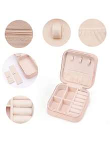 1PC Single Layer Storage Box Ladies Travel Leather Jewelry Box Classic Black Pure White Fashion Pink Storage Box