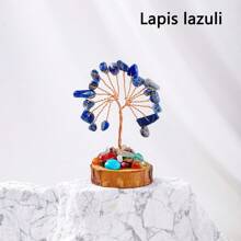 1PC Mini Natural Gemstone Chakra Lucky Tree With Wood Base | Home Office Desk Living Room Crystal Decor