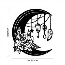 Boho Moon Metal Wall Art Decor, Black Moon And Flower Wall Hanging Decor Moon And Star Wall Art For Bedroom Living Room Home Garden-Design Your Own Metal Sign-Corrosion- Resistant, Resistant To Chemical Damage-Metal Signs Decor-Indoor Decoration - Black - View 8