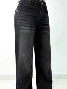 Manon Tanti Jeans décontractés pour femmes, de couleur unie, avec boutons et poches avant