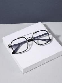 Men's Summer Pilot Clear Lens Glasses, Suitable For Computer, TV, Gaming, And Smartphone Use, Transparent Lenses To Protect Eyes From Visual Fatigue