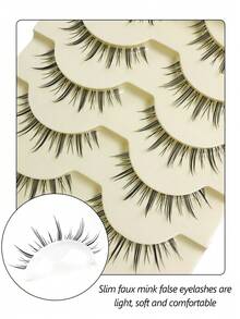 Asiteo 5 Pairs Cartoon Style Transparent False Eyelashes, Natural Criss-Cross Thin Design, Suitable For Cosplay Makeup Tools - 尖尾漫畫款 - 查看 5