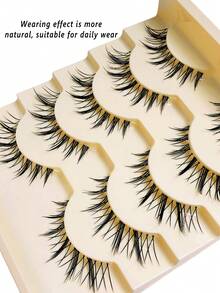 Asiteo 5 Pairs Manga Lashes Natural Look Eyelashes Cat Eye Lashes Cross Thick Mink Lashes Anime False Eyelashes Extension Makeup Tools Party Travel - Spiky Manga Lashes - View 6