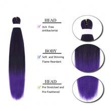 Ombre Pre Stretched Braiding Hair 30 Inch 8 Packs Synthetic Crochet Braids Hot Water Setting Professional Soft Texture Synthetic Hair Extensions 30 Inch 1B 27 - 1B/Purple(Ombre Black to Purple) - View 2
