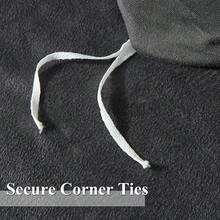 DIvellow Velvet Duvet Cover Queen Set Sage Green Comforter Cover 3Pcs Ultra Soft Cover Breathable Solid Luxury Flannel Velour Duvet Cover Zipper Closure Corner Tie - Charcoal Gray - 查看 7