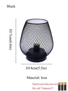 1PC Metal (Iron) Cage Table Lamp, Battery Powered (Batteries Not Included), LED Edison Style Bulb For Bedroom, Home, Wedding, Party, Patio, Indoor, Outdoor, Valentine's Day Ambiance Decoration Table Lamp, Novelty Night Lights