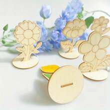 12pcs Wooden Flower Ornaments - Roses, Lilies & Sunflowers Designs For DIY Crafts, Spring & Easter Party Table Decorations, Unfinished Wood Material, Festive Craft Supplies | Vibrant Table Decor | Natural Finish Flowers, Bouquet Accessories