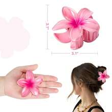 6 Pcs Flower Hair Claw Clips - Hawaiian Hair Clips For Women, Summer Beach Essentials Hair Accessories - 基本的 - 查看 4