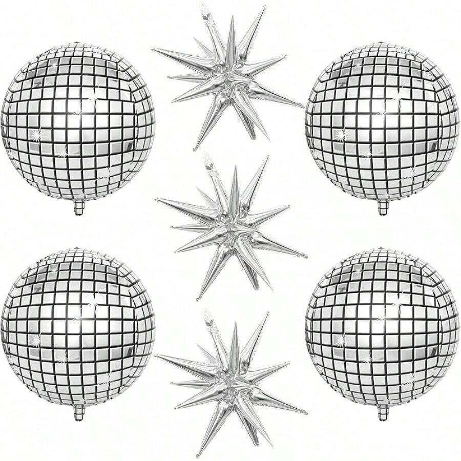 Square Foil Balloon Wall, 25 PCS Double Sided Khaki Apricot Mylar Balloons Matte Beige Balloon Backdrop Shower Decoration Wedding Boho Birthday Party Decoration - Disco Ball Star - View 1