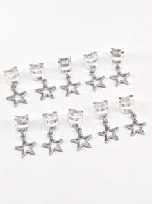 20pcs Star Metal Loc Jewelry For Braids Punk Dreadlocks Accessories For Women Girls Party