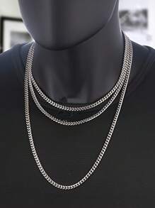 2 Packs Hip Hop Jewelry, 304 Stainless Steel 8mm Cuban Link Necklace And Bracelet, Available In Multiple Size Options