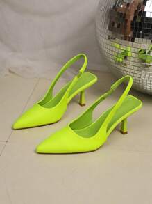 Green Pointed Toe High Heel Women's Sandals,Slim Heel Closed Toe Fashionable Ladies Shoes