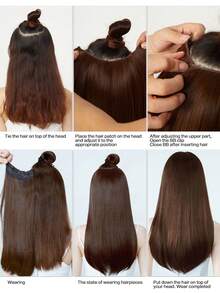 20/24/28 英寸长直发 5 夹一体式隐形假发夹式接发黑棕色合成耐热天然假发女士 1 件