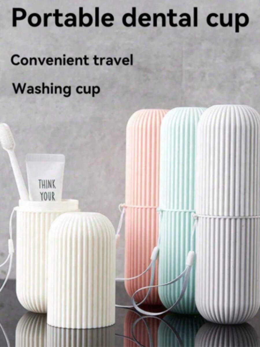 Travel Mouthwash Cup Toothbrush Toothpaste Storage Box Washing Cup Travel Camping Portable Toothbrush Cup Travel Facial Cleanser Set Travel Essentials Beach Fall Decor Vacation Back To School Travel Organizer (Plastic Products, Different Batches Of Products Will Have Slight Color Differences, The Cup's Hand Rope Color Is Randomly Sent) - Multicolor - View 1