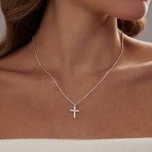 Cross Necklace For Women, Dainty 18K Gold Plated/Sterling Silver Small Cross Pendant Necklace Simple Gold Cross Necklaces For Women  Faith Jewelry Gift2025 - CZ十字銀 - 查看 4