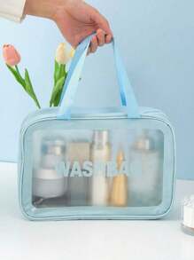 Borsa da viaggio estiva 4 in 1, organizer per articoli da toeletta impermeabile in PVC, bustina cosmetica, pochette da spiaggia, adatta per ombretti, assorbenti igienici, rossetti, cosmetici, eyeliner, gloss labbra, prodotti per la cura della pelle, essenziale per viaggi estivi, adatta per shopping, vacanze, casa, bagno, vacanze, spiaggia