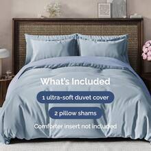 Cover Queen Size Set - Extra Soft Queen Size Duvet Cover 90 X 90 With 2 Pillow Shams - Hotel Luxury Easy Care And Fade Free W/ Zipper Closures & Ties - Breathable Bedding Set (Light Sage Green) - 24 - 混色藍(無被子) - 查看 9