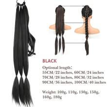 Peluca de cola de caballo trenzada sintética de 22-40 pulgadas, banda de goma elástica para mujer, extensión de cabello de cola de caballo falsa envuelta alrededor de cola de caballo 2T3H - 1B - Ver 13