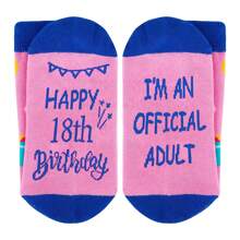Chaussettes d'anniversaire, chaussettes roses, cadeaux thème anniversaire - cadeaux amusants et réfléchis pour les 13/18 ans, cadeaux de Noël et d'anniversaire créatifs, chaussettes d'anniversaire mignons, cadeaux pour adultes, cadeaux de Noël, cadeaux d'anniversaire 18/13 ans, les meilleurs cadeaux d'anniversaire pour les sœurs, fils, filles, neveux et nièces, convient pour le port intérieur et extérieur