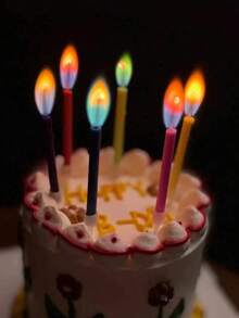 6支彩色火焰蜡烛，高品质，适用于生日蛋糕、生日派对、烛光晚餐、生日、聚会、婚礼、节日、情人节等场合。