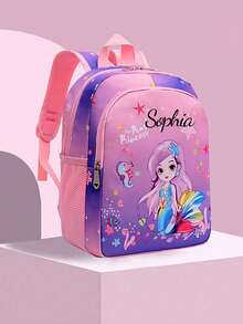 Customized Backpack, Print Your Name Or Holiday Greetings. Create Your Own Exclusive Backpack. Fashionable And Cute, Versatile Mermaid And Unicorn Prints, Multi-Pocket Design, Lightweight And Easy To Carry, Suitable For Teenagers In Daily Life, Travel, Shopping, Dancing, Sports And Outdoor Activities. - Multicolor - View 7