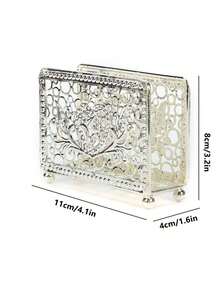 1pc Electroplated Square Metal Napkin Holder, Hotel Western Restaurant Standing Tissue Holder - Multicolor - View 2
