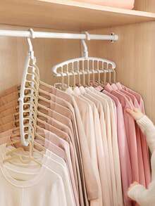 1pc-11 Holes Multi-Functional Seamless Coat Hanger Dormitory Home Hanging Clothes Magic Drying Rack Bedroom Wardrobe Storage Artifacts - Multicolor - View 2