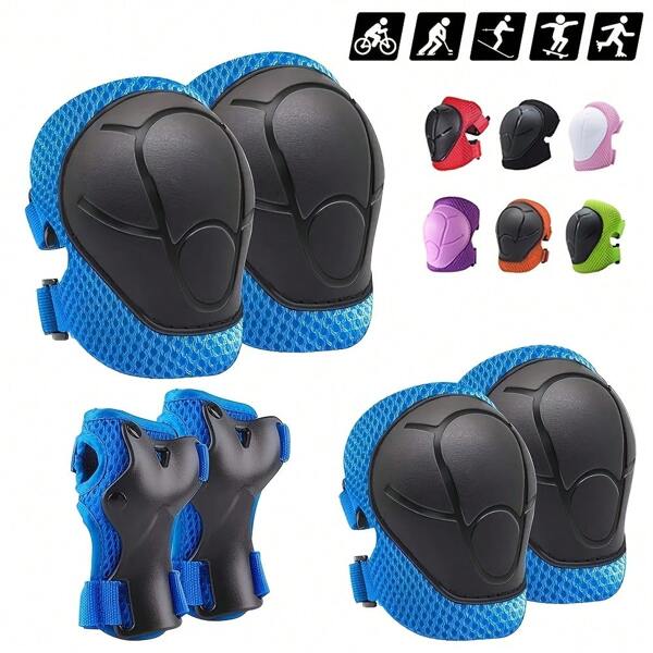 ZhuiWei 6pcs Knee Pads, Hand Guards, Elbow Pads Set, ,Lightweight And Comfortable To Wear - Breathable - Suitable For Riding, Skating, Skateboards