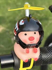 1pc Pink Pig With Helmet Creative Personalized Motorcycle Decoration, Elastic Band Suitable For Most Motorcycles And Bikes, Cute Pig Head Motorcycle/Bicycle Handlebar Decoration, Creative Personalized Gift, Fashionable Helmet Pig, Motorcycle Accessory