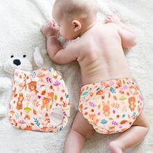 1pc Reusable Printed Cloth Diaper, Skin-Friendly & Breathable Inner Lining, Joyful Printed Pattern, Baby Pants, Training Pants, Learning Pants - Multicolor - View 2