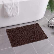 1pc Simple Solid Color Soft Chenille Non-Slip Bathroom Mat, Suitable For Bathroom, Toilet, Bedroom, Kitchen & Other Home Decoration