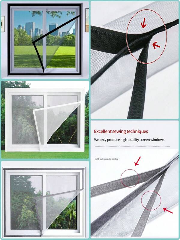 Mosquito Net - White - & Durable, Fine Mesh Design, Home Protection First Choice, Easy Installation, Removable, Easy To Clean, Invisible Self-Adhesive Hook And Loop Tape, Screen Grid, Self-Installed Home Use Without Drilling.