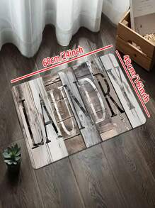 1/2pcs Laundry Wood Grain Design Pattern Floor Mat - Non Slip Laundry Blanket - Fashionable Letter Printed Mat - Soft Machine Washable, Home Decor Blanket, Best Gift, Laundry Decor Blanket