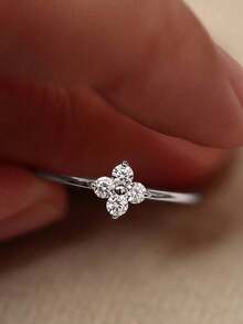 1 chiếc nhẫn hình cỏ bốn lá bằng bạc Sterling S925 cổ điển, kiểu dáng nữ, thích hợp để đeo hàng ngày hoặc làm quà tặng. - cỏ ba lá Pháp - Xem 6