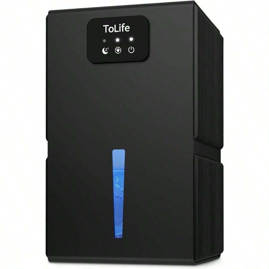 Dehumidifiers For Home 95 OZ Water Tank With AutoOff 1000 Sq.Ft Sleep Mode Portable Dehumidifier For Basement Bathroom Home RV Closet Room 7 Colors LED LightBlack - Black - View 1